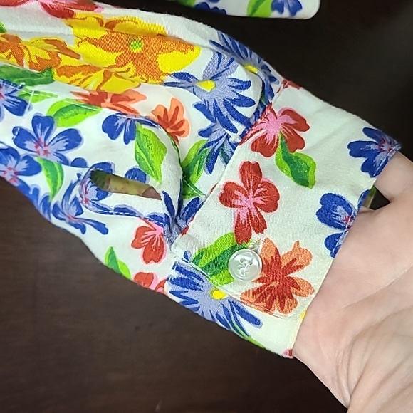 Vintage Rayon Floral Print Button Down Shirt Sz M - Picture 5 of 8